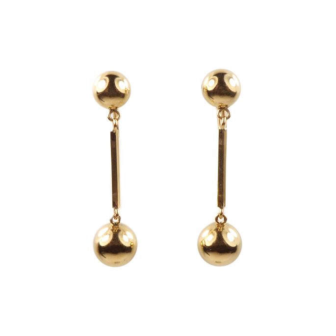 Pair of antique 14ct gold graduated ball pendant earrings | MasterArt